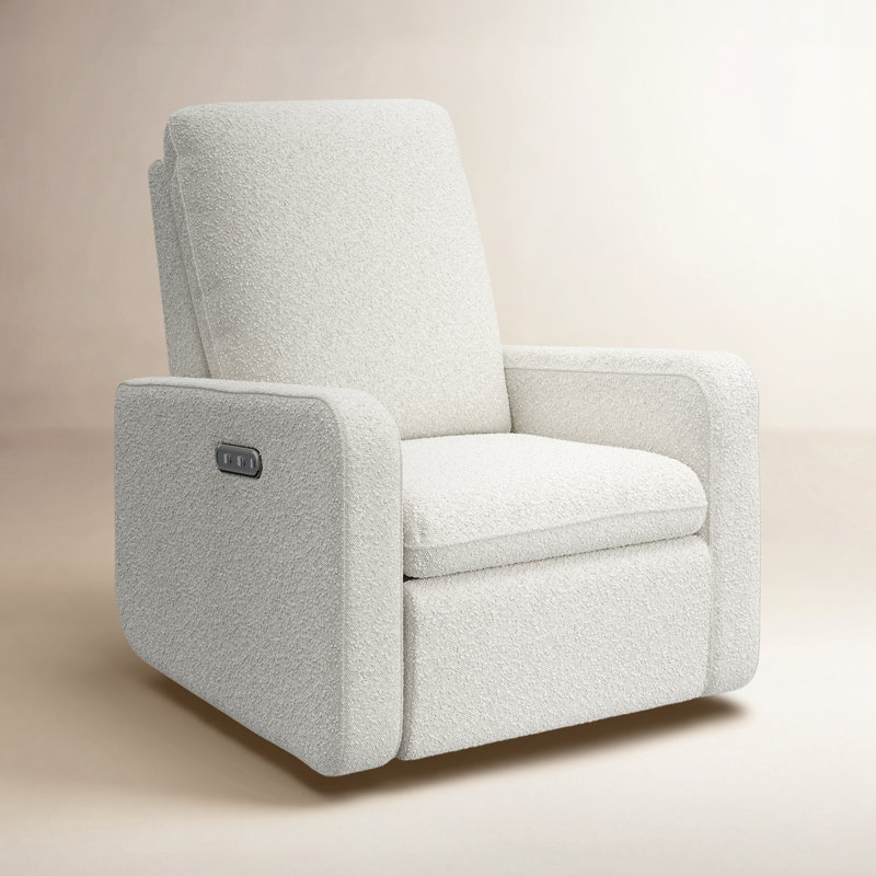 Fauteuil inclinable électrique avec USB Teddi, Ivoire Boucle