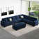 7 - Piece Velvet Upholstered Sectional Sofa Large L shaped Livingroom Couch with Storage Ottoman