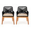 Chaises de cuisine et de salle à manger Jana rembourrées - Ensemble de 2 fauteuils de patio en bois massif-88414794
