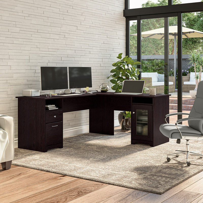 Paelynn 72'' Desk, 30" H x 71.69" W x 68.5" D, Espresso Oak