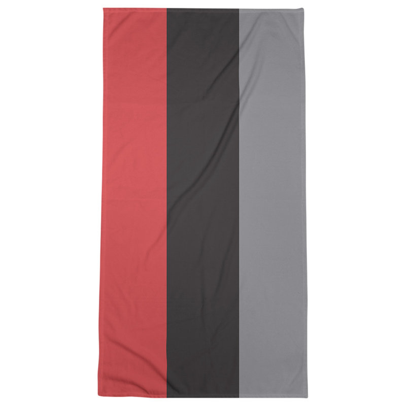 Lightweight Bath Towel, Red/Black/Flat Gray, Poly/Cotton