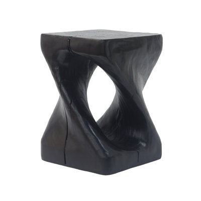 Black Twist - Shaped Side Table Featuring Wood Like Texture, For Indoor And Outdoor Areas, 11.59 Inches Wide, 200Lbs Capacity, Ready To Use Right Away In Black, Design, Grain, Multi Purpose For Home