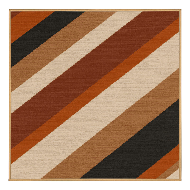 Machine Washable Pahola Global Inspired Ikat Rug in Brown – LightBrown Binding, 4' Square