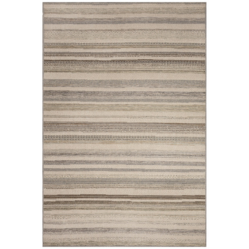 Madis Stripe Indoor/Outdoor Area Rug Neutral, Rectangle 3'3" x 4'11"