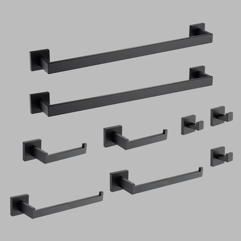 9 - Piece Bathroom Hardware Set, Matte Black