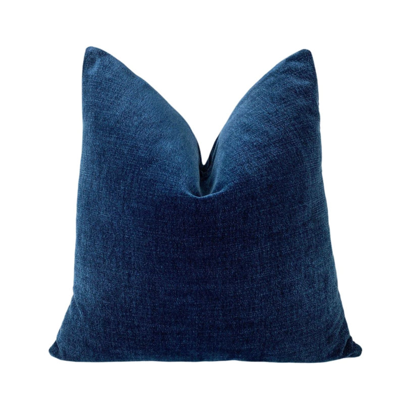 Housse de coussin en velours uni, 22 po x 22 po, Bleu marine