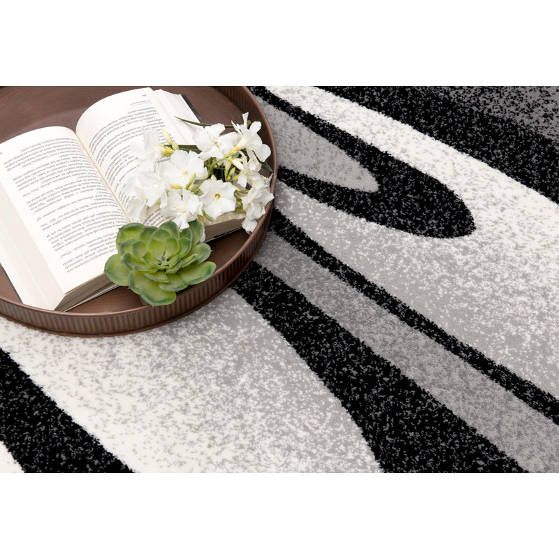 Tapis gris à motif abstrait Dillup-Jones, Tapis de couloir 2 pi 3 po x 10 pi