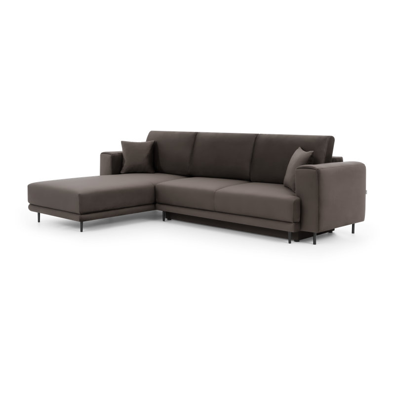 Aecca 4 Seater Sofa Bed, Brown, Left facing