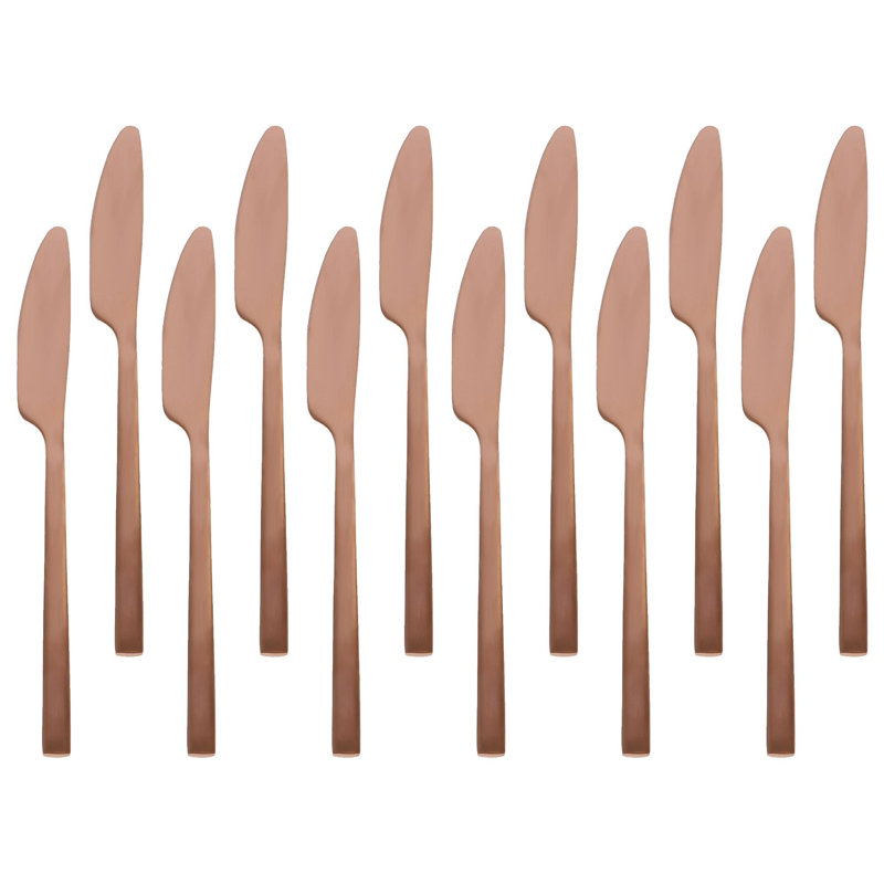 Stainless Steel Dinner Knives - 21cm - Pack of 12, Copper