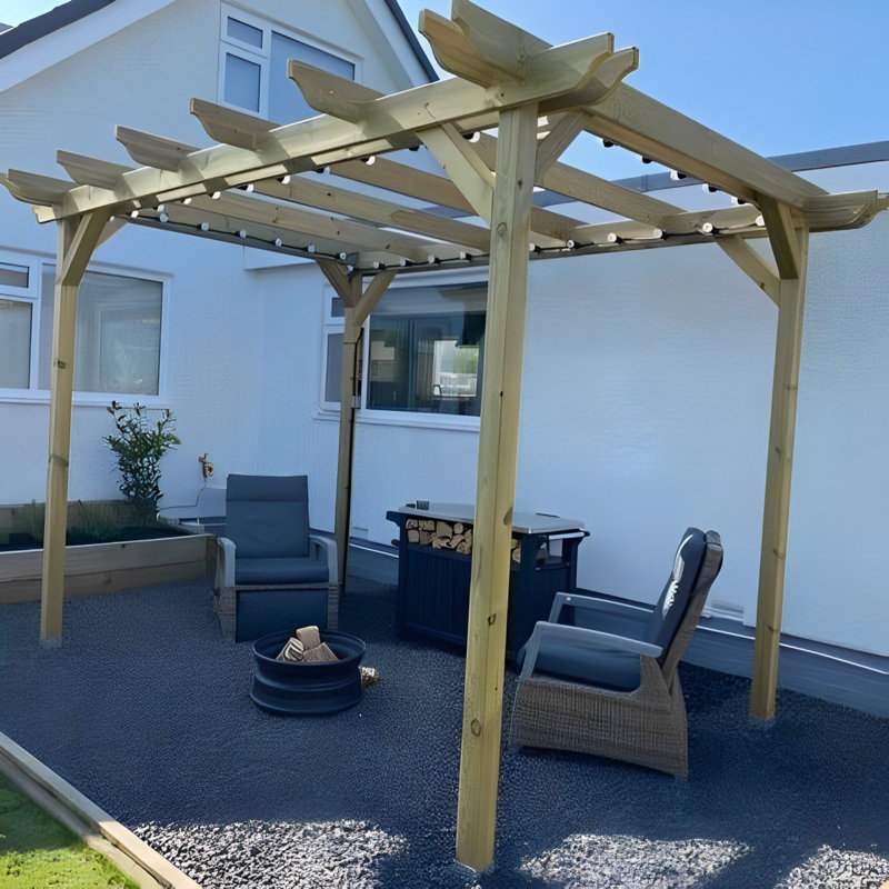 Baudoin Solid Wood Pergola, 12 ft x 6 ft, Light Green