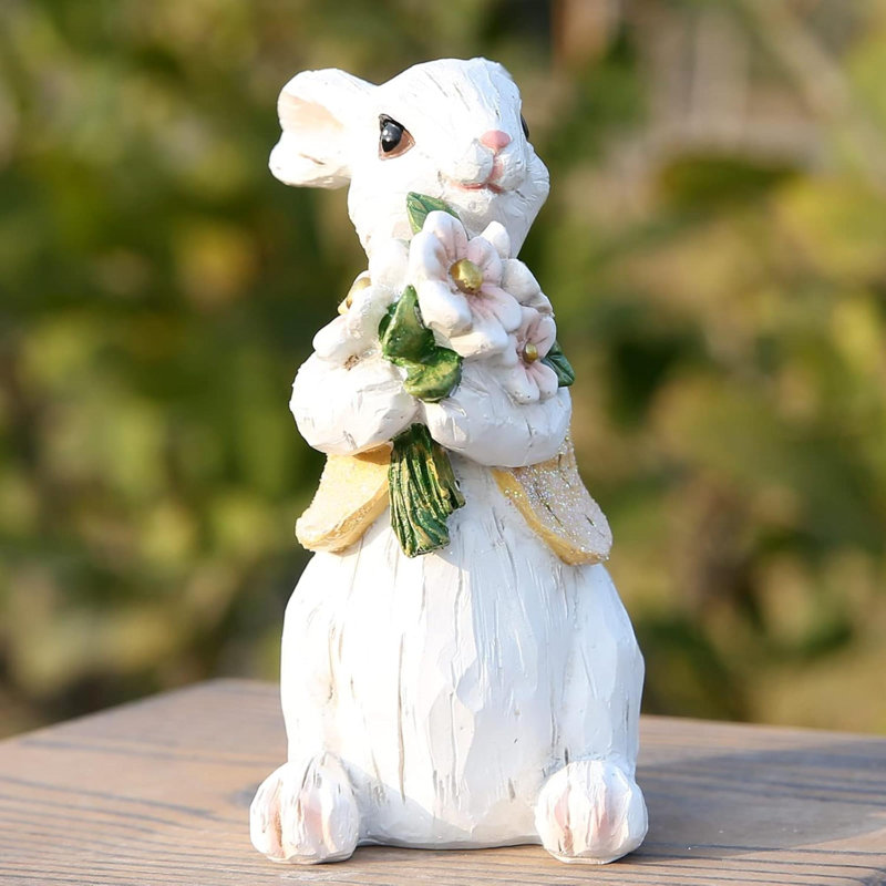 Figurines de lapin de Pâques, Blanc / Brun