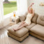 Modulaire 3 places en couleur chameau, chenille douce, coussin à ressorts et élégant pour la chambre à coucher trois avec design, matériau chenille, couleur haute densité