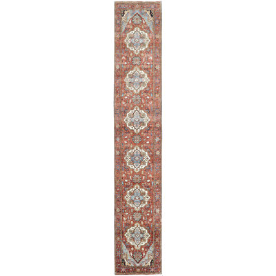 Hand Knotted Wool Area Rug in Red