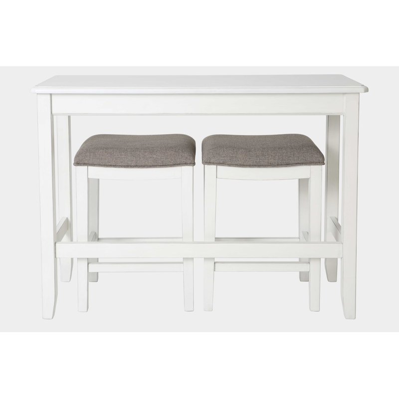 Deljan 49" Three Piece White Rectangular Solid and Manufactured Wood and Solid + Manufactured Wood Bar Table, White