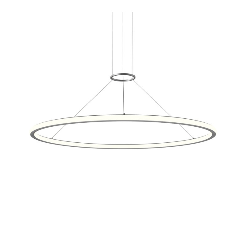 Luna 2 - Light LED Pendant, 2700K, Bright Satin Aluminum, 1.5" H x 37.5" W x 37.5" D