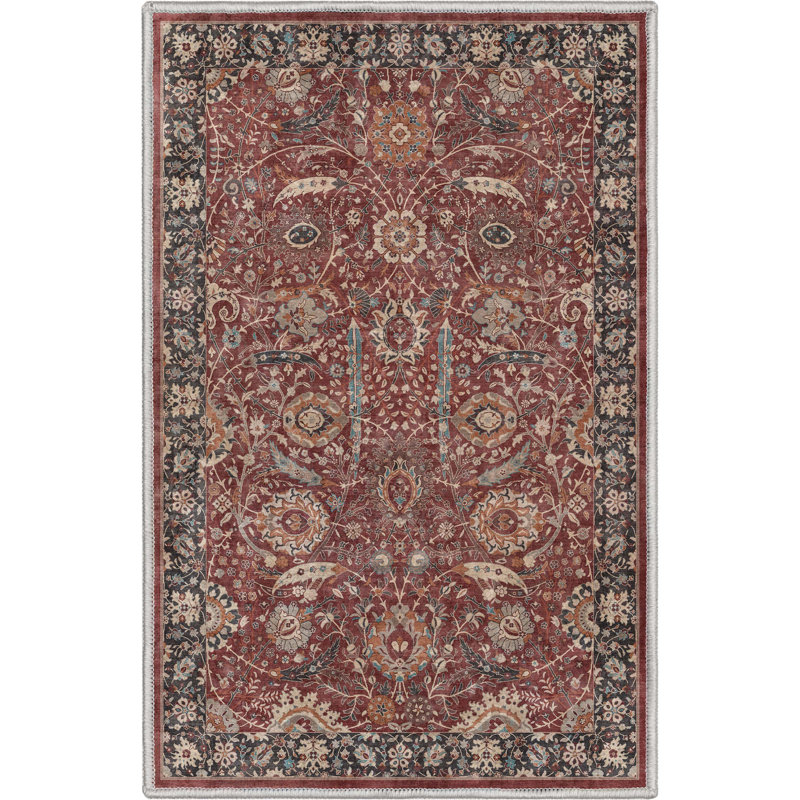  Asha Oriental Persian Flat-Weave Red Rug, Rectangle 2' x 3'
