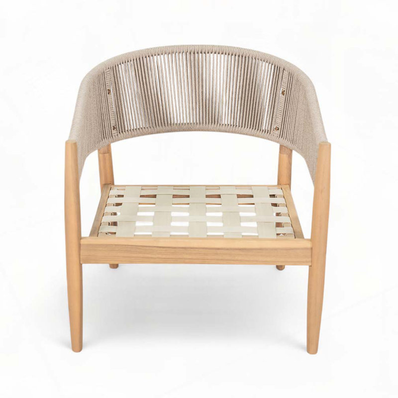 Fauteuil club d'extérieur en bois d'acacia, Beige