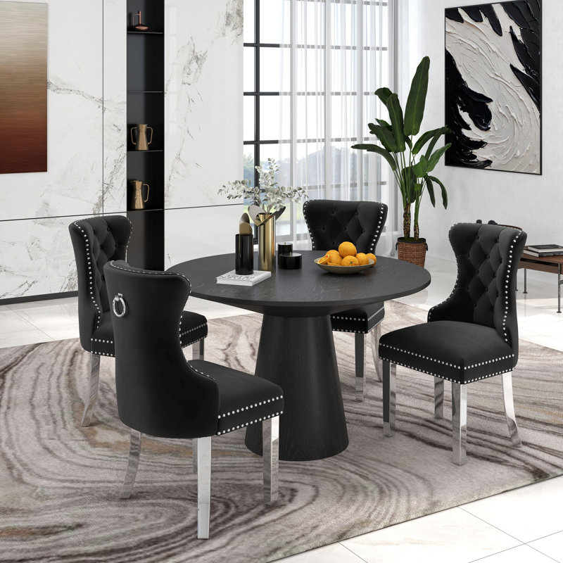 Rosdorf Park Layloni Round Dining Set, Pedestal Dining Table with