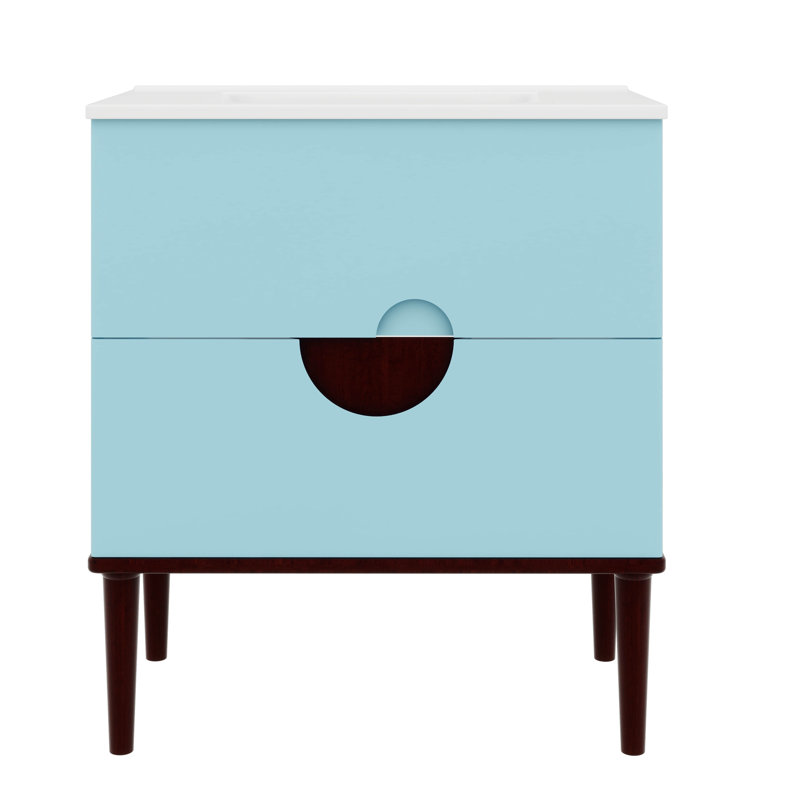 30'' Bathroom Vanity Set With Ceramic Basin, Storage Cabinet Boasting 2 Smooth-Sliding Drawers