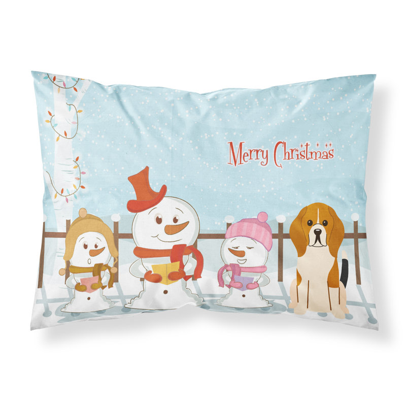 Taie d'oreiller Merry Christmas Merry Christmas, Beagle tricolore et choristes