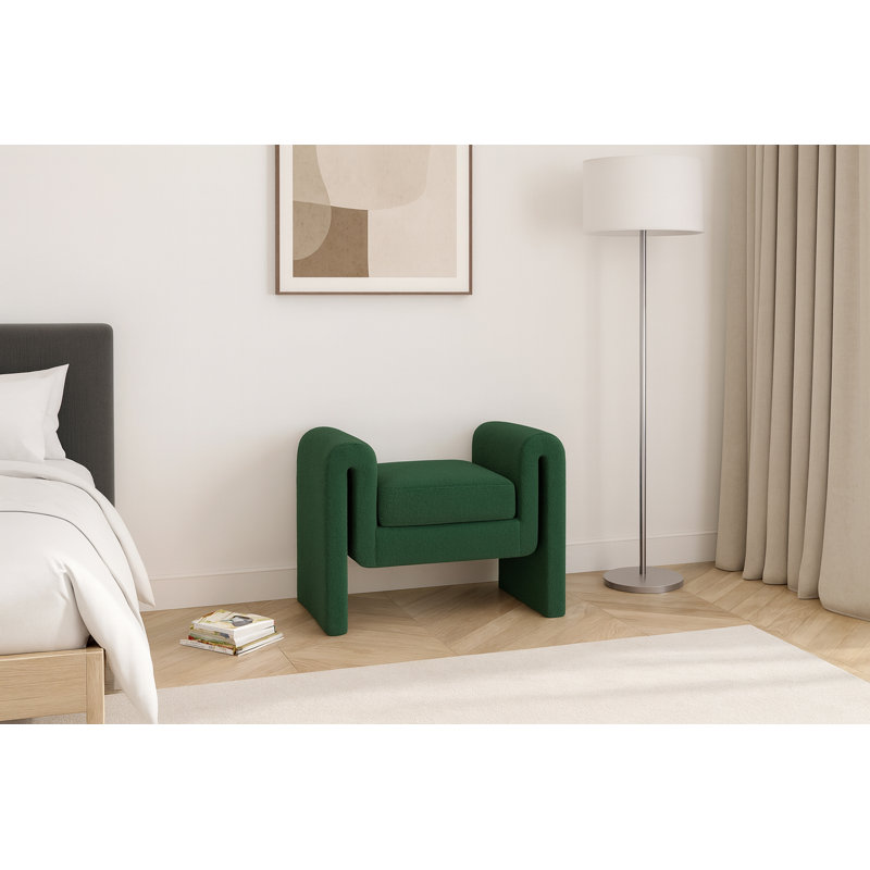 Banc rembourré Hobel, Tissu bouclé vert