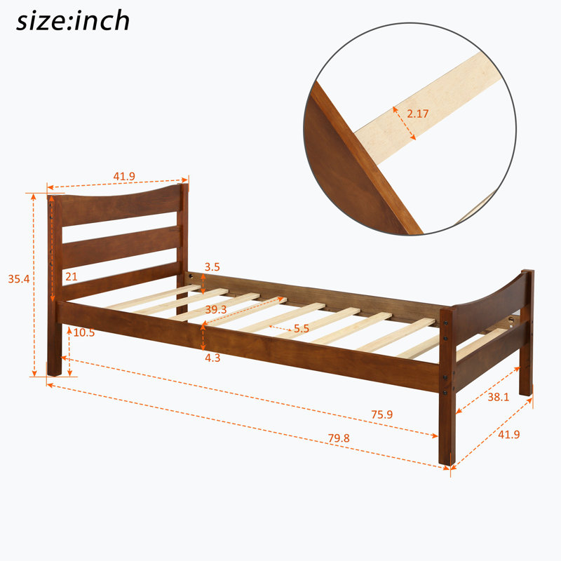 Lit plateforme simple Hergen, Noyer