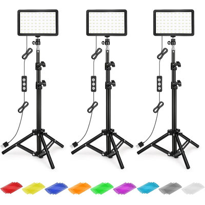 Professional Photography Lighting Kit With Dimmable 5600K USB LED Panel, Adjustable Tripod Stand, And 9 Color Filters For Studio Streaming, Table Top, And Video Shooting