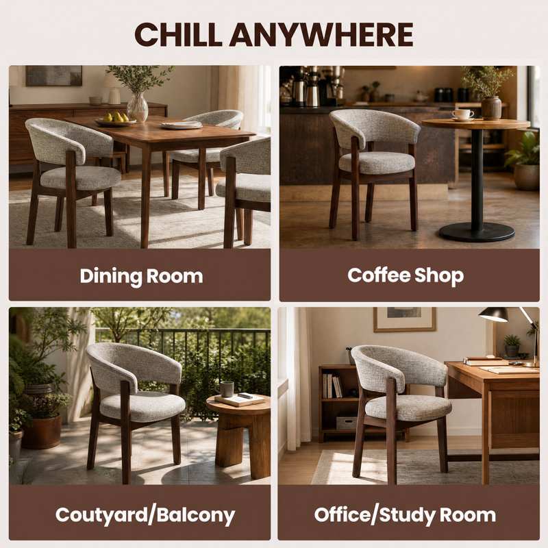 Belardo 48 cm H Fabric and Foam Padding Low Back Armchair, 4, Oatmeal / Walnut