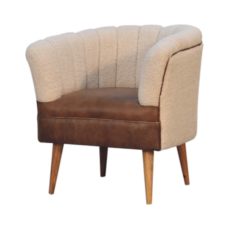 Bettye Upholstered Boucle Barrel Chair