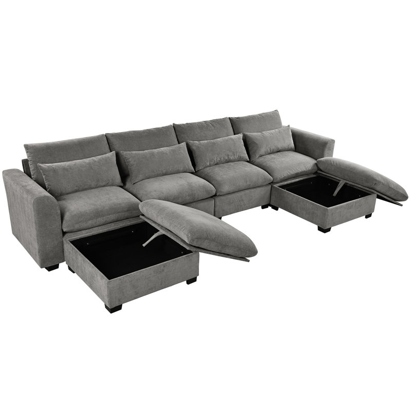 Canapé polyvalent avec rangement pour repose-pieds pour diverses pièces, Gris