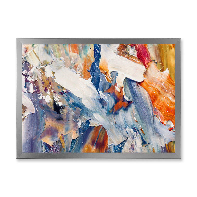 Peinture abstraite colorée "Strokes", reproduction d'art sur toile, H 8 po x l 12 po x P 1 po, Cadre photo argenté