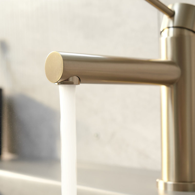 Robinet pour salle de bain à un trou et poignée simple, Or brossé