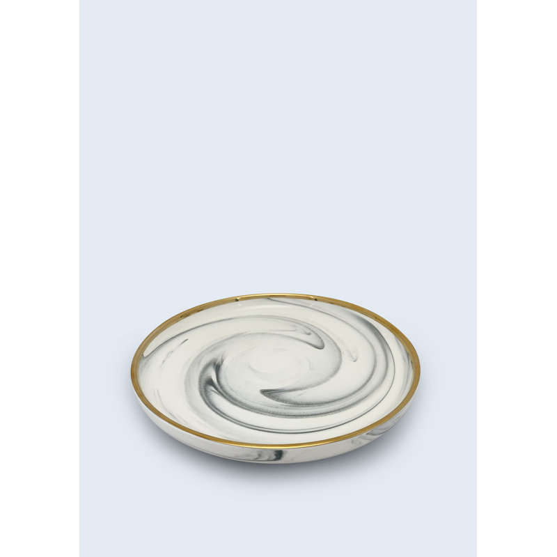 Marcel Ardani Luxury Marble Design Small Plate With Gold Trim