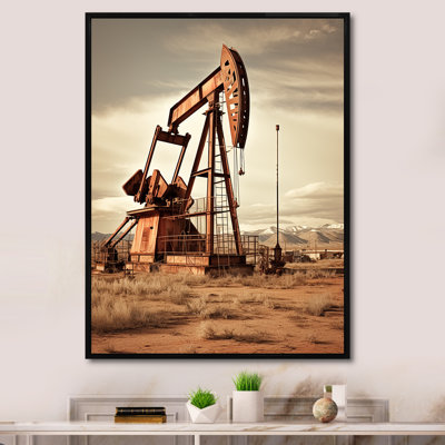 " Modern Sepia Drilling Rig Field "