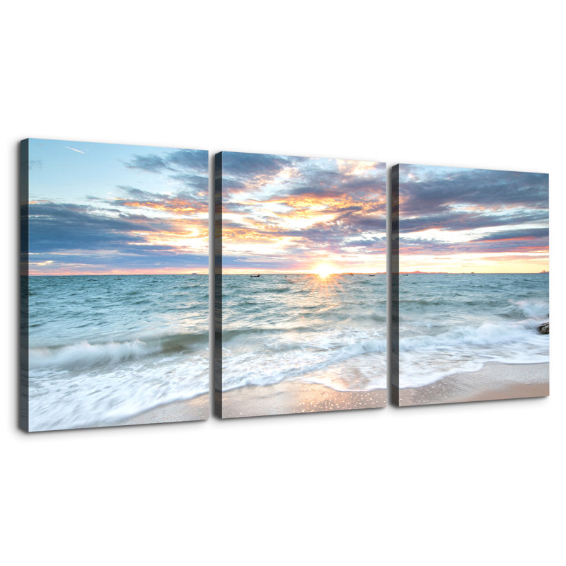 Reproduction encadrée sur toile, 3 pièces, H 16 po x l 24 po x P 4,5 po