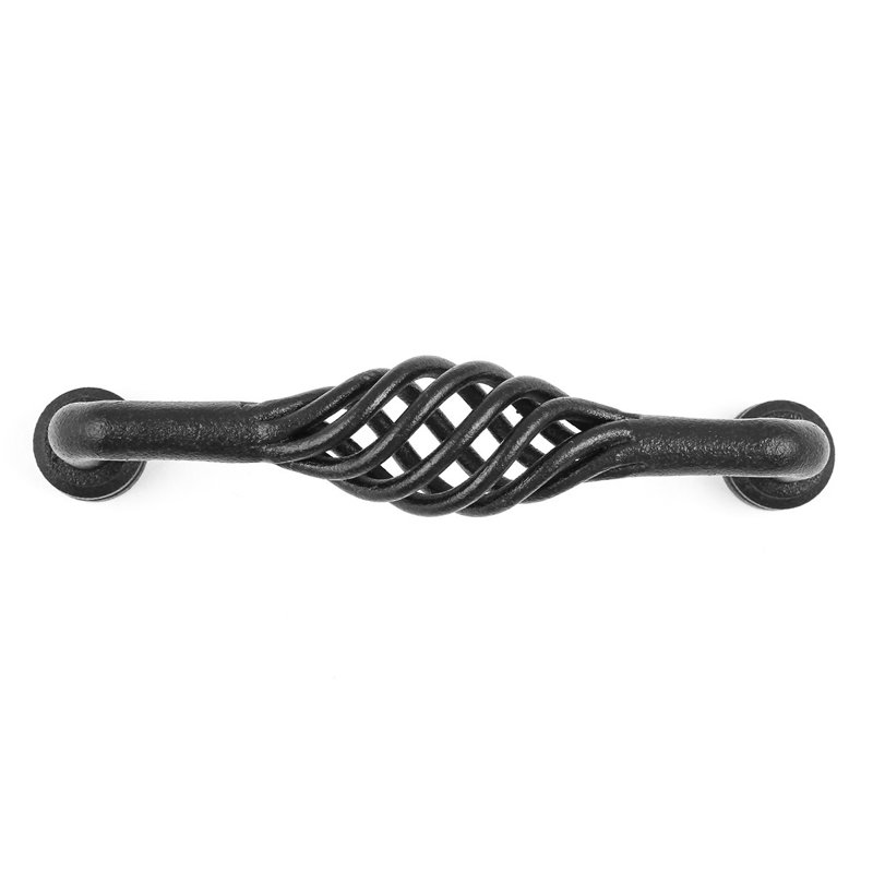 Black Wrought Iron Birdcage Cabinet Pulls with Mounting Hardware