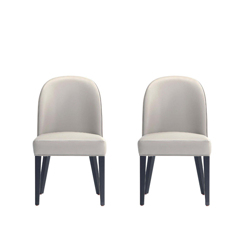 Chaise rembourrée en cuir de hêtre Hillman, Gris clair