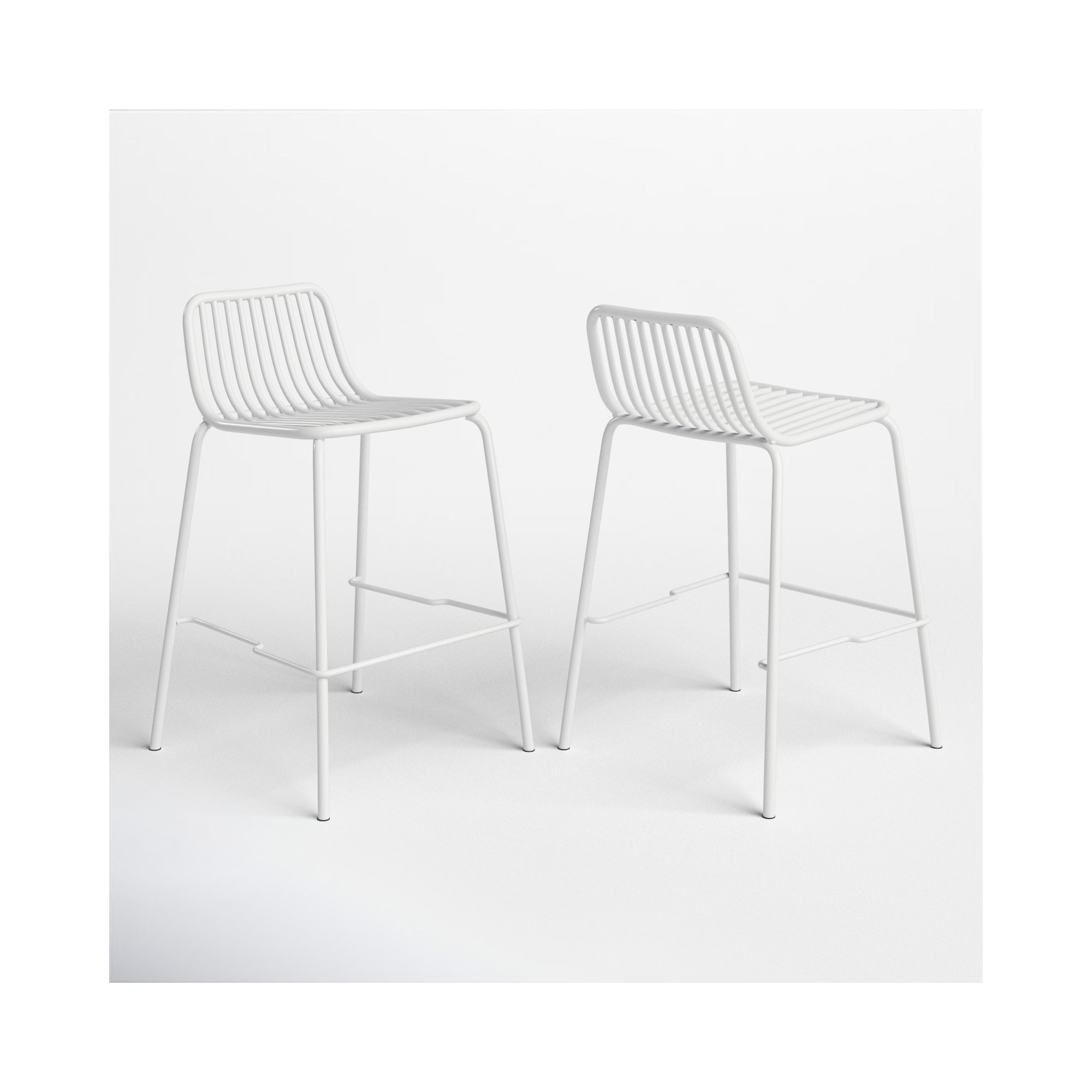 Trenton Powder Coated Steel Outdoor Stool, White, Counter Stool (25.5” Seat Height)