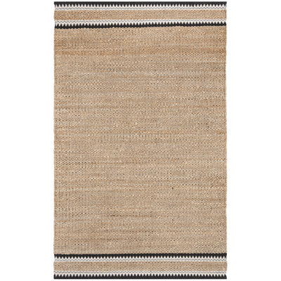 Bynum Hand Woven Jute/Wool Striped Rug in Natural/Black