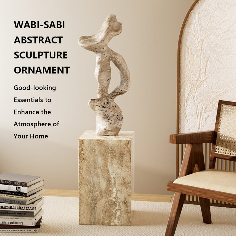 Sculpture abstraite en fibre de verre de style Wabi-Sabi ivoire, 31,5 pouces