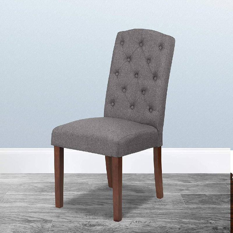 Chaise parsons Prompton avec pieds en acajou, gris