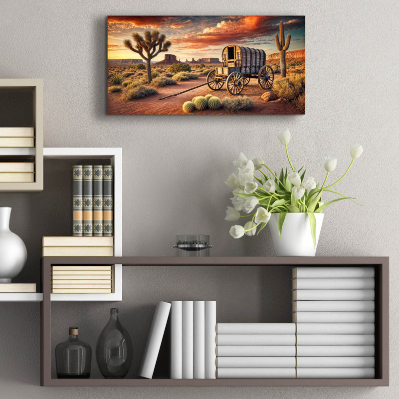 «Southwest Wagon» par Rey Klimt, art mural en verre acrylique, H 12 po x l 24 po