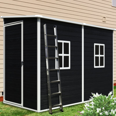 Remise de rangement 8 x 4 pi pour patio, cour, pelouse. Noir, portes imperméables et verrouillables. -, Panneaux de ventilation, remise extérieure 4 x 8 pi. Verrouillable, imperméable. -. Pelouse, patio - noir