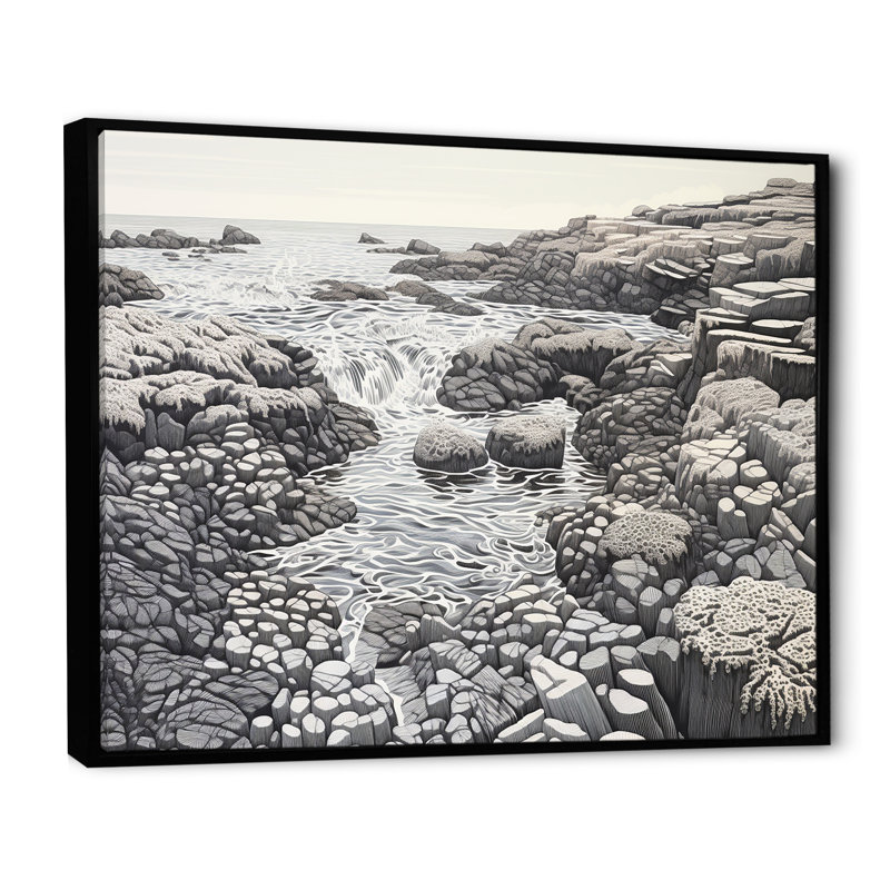 «Gray Abstract Landscape I», reproduction, Cadre flottant noir, H 24 po x l 32 po