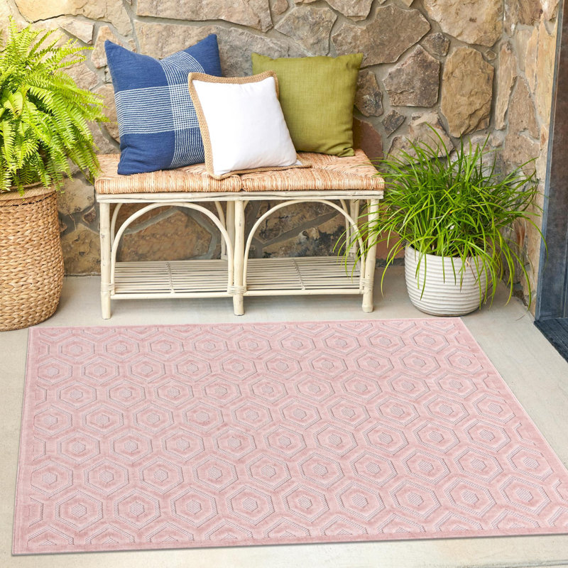 Outdoor Muzzicon Area Rug Pink-Light Pink Color, Square 7'10"