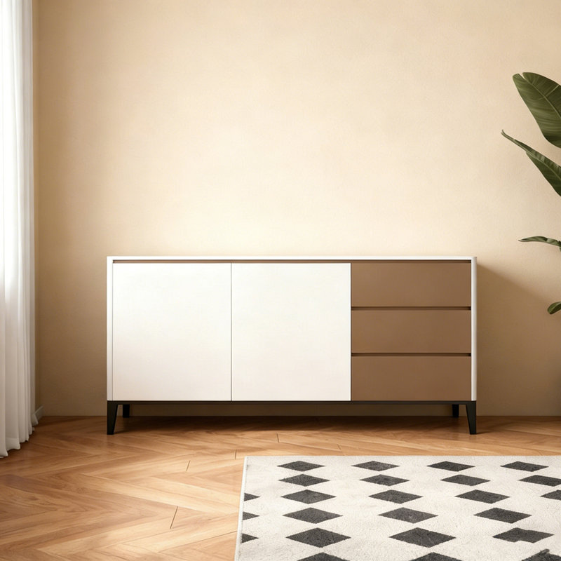 Buffet simple de style nordique moderne, H 35,4 po x l 70,8 po x P 15,7 po
