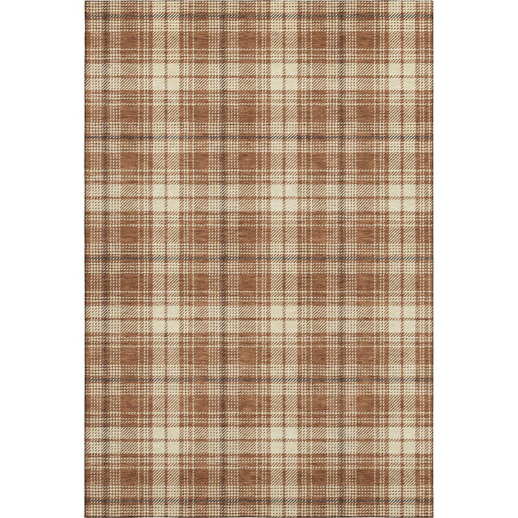 Premium Machine Washable Lyndhurst AMF993 Plaid Rug
