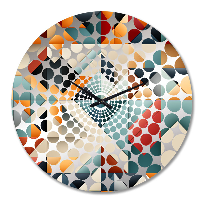 Horloge murale géométrique bleue et orange, Très grand