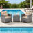 3-Piece All-Weather PE Wicker Outdoor Patio Conversation Set, 2 Padded Seats With Removable Washable Cushions, 1 Scratch-Resistant Tempered Glass Tabletop Side Table