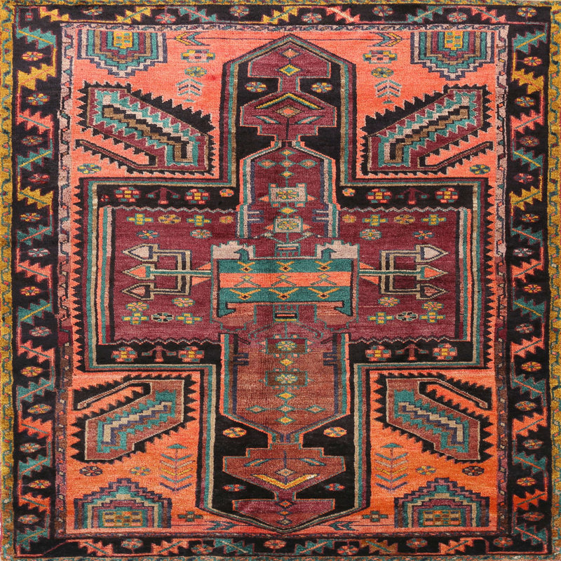 Tapis orange Southwestern, Rond 8 pi